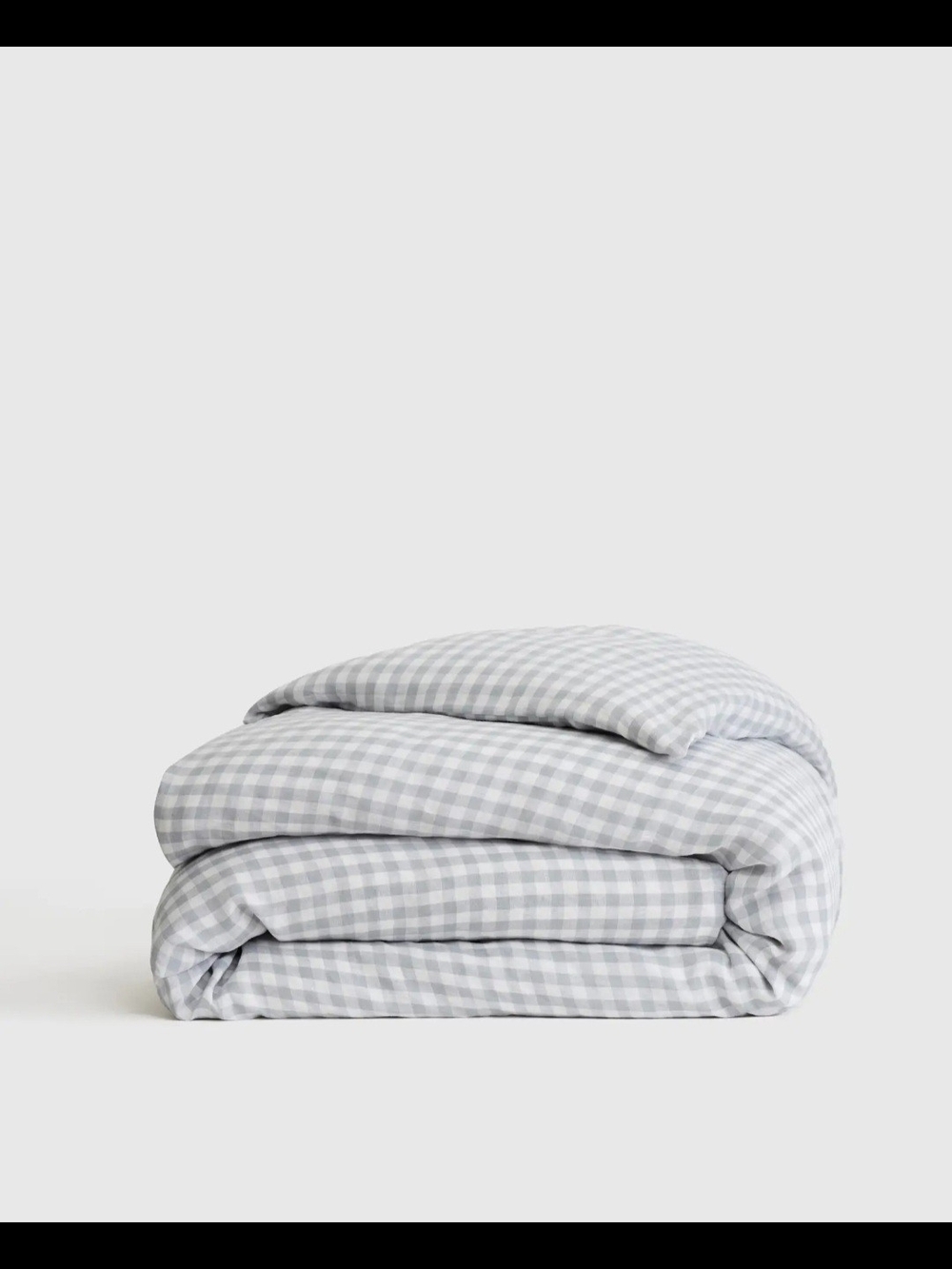 Quince European Linen Gingham Duvet Cover Boue Fog Like New